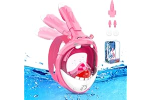 DANCIAL Maska do nurkowania dla dzieci, 180° HD Anti-Leak Anti-Fog maska do nurkowania dla dzieci System zabawek z suchą rurką uroczy design dla dzieci w wieku 4~14 lat