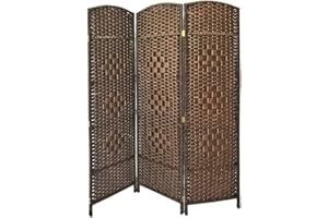Panana składany parawan, ręcznie wykonany, wiklinowy, przegrody ochronne, ekrany, różne rozmiary i kolory, brązowy, 3 panele