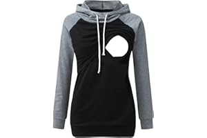 VEMOW Sudadera Premamá Sudadera de Lactancia Manga Larga Mujer Camisetas con Capucha Maternidad Camisa Estampado de Navideño Premamá Blusas Jersey Hoodie