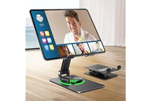 HOTUT Składany stojak na tablet, regulowany stojak na tablet z obrotową nóżką o 360 stopni, super stabilny, uchwyt na tablet / iPad Pro/Air, iPhone, Galaxy, Switch, telefonów (czarny)
