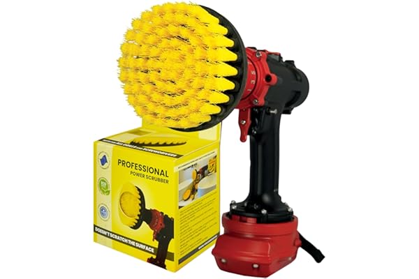 Premium Drill Brush- Medium Soft, Yellow, 13 cm. Ne Gratte Pas Les Surfaces. Convient pour carrelage, coulis, Baignoire, Douche, Fibre de Verre, Nettoyage de Porcelaine