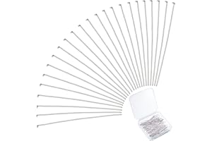PH PANDAHALL PandaHall Elite 168 Uds 50mm / 2 Pulgadas alfileres de Cabeza de joyería pasadores de Alambre de Cabeza Plana de Acero Inoxidable para Hacer Joyas
