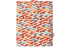 KAPAX Book Sleeve Cover - Hard Books Cover for Paperback, Washable Fabric, Book Protector- Padded, Tablet Pc Case Cover for Adult (Labirent 3D)