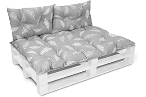 Amilian Ensemble de coussins de banc de jardin, pour dossier et siège, coussins de palette européen, rembourrage, 80 x 120 cm, avec 2 coussins de 40 x 60 cm