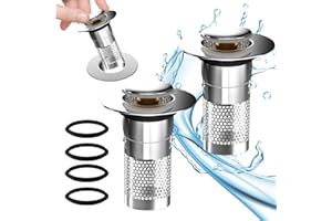 AIVORO 2 Pezzi Tappo Lavandino Bagno: Tappo Lavandino Bagno con Filtro - Tappo Per Lavabo A Scomparsa, Tappi Bidet Universale Pop Up, Per Cucina, Bagno E Balcone