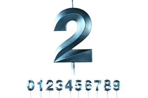 MACLUNAR Candele Compleanno 2 Anno,3D Numero Candele, Blu Numero 2 Candele di Compleanno Candele Torta Decorazione, Adatto A Feste di Compleanno Festa Baby