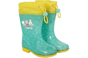 PERLETTI Bottines de Pluie Peppa Pig pour Fille Garçon - Bottes Impérmeables Bleu Clair Jaune pour Enfant - Galoches Protection Neige Boue - Chaussures de Qualité avec Semelle Antidérapante