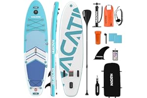 Paddle Boards for Adults, NACATIN Inflatable Stand Up Paddle Board with 10'6" SUP Paddleboard, Adjustable Paddle, Pump, Backpack, Dry Bag, Ideal for All Skill Levels (Optional Kayak Seat Available)