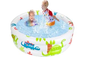 SUNSHINE SMILE Aufblasbares Planschbecken,100X40cm Swimmingpool,Schwimmbecken,Aufblasbare Pool,3 Ringen Planschbecken,Aufblasbarer Pool,Aufblasbarer Kinderpool,Babypool,Tragbare Badewanne,Kinder Planschbecken