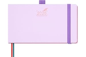 BEZEND Agenda 2026 Settimanale Tascabile 9,4 x 16,7 cm - 1 Settimana 2 Pagine da Gen a Dic 2026, Piccola Formato Orizzontale con Vista Verticale, Bordo in Oro Rosa, Portapenne - Lila
