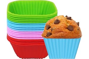 YXHZVON Stampi Muffin Silicone, 20 Pezzi Stampi per Cupcake Quadrati Antiaderente, Stampi in Silicone Senza BPA per Torte, Creme e Budini, Friggitrice ad Aria Teglia
