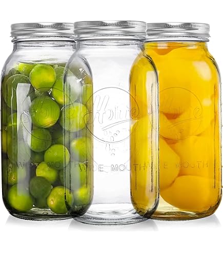 6 Einmachgläser Aus Bernsteinglas, 473 Ml – Mit Deckel & Band, Breite Öffnung Für Einmachen, Fermentieren, Aufbewahren