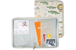 MARX24 -Portadocumentos Bebé con Mini Agenda para el seguimiento diario y práctico del Bebé, Cierre de cremallera para una mayor protección,Ideal como regalo Baby Showers