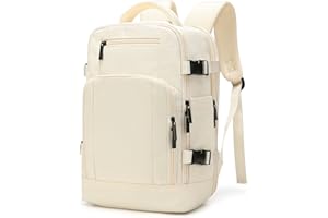 ZHXX Sac 40x20x25 Ryanair, Sac à Dos Voyage Cabine Avion, Compatible Bagage Cabine 40x30x20, Capacité 20L, pour Ordinateur 14 Pouces, avec USB et Poche Anti-Vol, Beige
