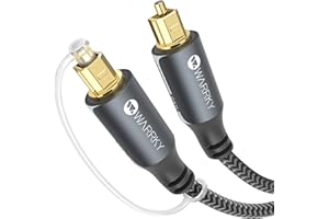 WARRKY Cavo Ottico Audio Digitale, 1m [Intrecciato, Custodia sottile in metallo, Spina placcata oro] Toslink, compatibile con Soundbar, TV, Samsung, Bose, LG, Sony