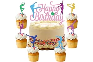 PALASASA 25 Stück Gymnastik Tortendeko Turner Kuchen Topper Glitzer Turnerin Mädchen Cake Topper für Fitnessstudio, Turnerin Mädchen AkrobatGymnast Thema, Babyparty, Geburtstagsparty Zubehör