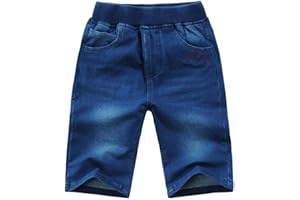 Echinodon Jungen Jeans Shorts 1/2 Kurze Hose Kinder Sommer Jeanshose Weich/Dünn/Atmungsaktiv