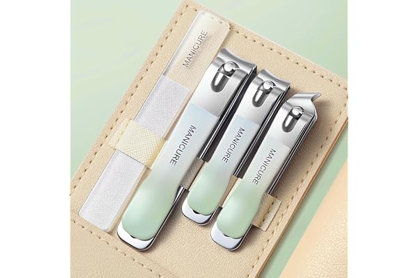 EXIFYLL 4 Pcs Nail Clippers Set, Large Toe Nail Clippers Kit, Sharp Stainless Steel Cutter for Thick Finger Nail, Professional Grooming Kits, Travel Nail Kit Perfect Gifts for Women and Men (Multicolour)