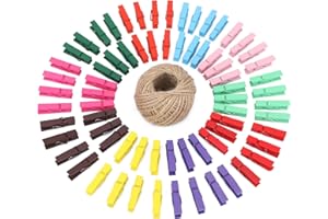 jijAcraft Mini Pinces à Linge en Bois Colorées 3,5cm | Lot de 100 Épingles à Linge Bois Petite | Clips Photo Bois Déco pour Bricolage Loisirs Créatifs