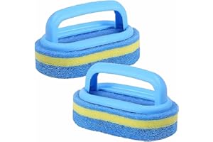 ZEACCT Badezimmer-Reinigungsschwamm mit Kunststoffgriff, multifunktional für Küche, Fliesen, Badewanne und WC, langlebige Topfreinigung, blau, 2 Stück