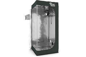 ‎ROYALROOM RoyalRoom® - Growzelt 60x60x160 cm - Indoor Gewächshaus - Starker Bezug, Waschbar, Lichtdicht - Rohrstärke 19 mm, Robuster Reißverschluss - Growbox, Grow Tent, Grow Zelt, Grow Box, Pflanzzelt C60