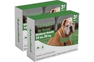 Advanllent Tick Protection for Dogs, 6 Pipettes, Spot On Dog, Tick Repellent for Medium Dogs 10 to 20 kg, Dog Flea Deworming Agent for Dogs, Against Fleas and Ticks