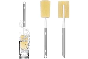 jwtyu Flaschenbürste Schwamm 2 Stück Flaschenschwamm Reinigungsbürste Pinsellänge 29 Bis 38cm Waben Schwammbürste Für Flaschen Gläser Karaffen Kessel Weingläser Teller Schüssel