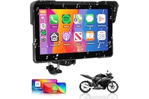 RIMOODY Inalámbrico Carplay Motorbike Navi Android Auto, 7 Pulgadas Pantalla Táctil Carplay Portátil para Motos, Radio de Coche para Motos con Airplay/Android Cast/Doble Bluetooth/Navegación/IP67 Impermeable