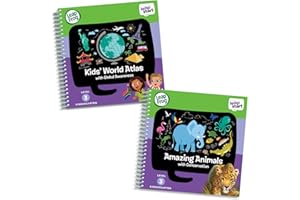 LeapFrog LeapStart Level 3 Kindergarten Activity Book Bundle with Kids' World Atlas, Amazing Animals