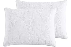 Tommy Bahama Home | Costa Sera Collection | 100% Soft Brushed Cotton, Pre-washed for Softness, 2-Pack Standard Sham Set for Bedroom Décor, 21" x 27", White