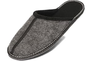 BeComfy Pantofole in Feltro da Uomo Suola in Feltro Molto Leggero Grigio Nero 40 41 42 43 44 45 46 EU