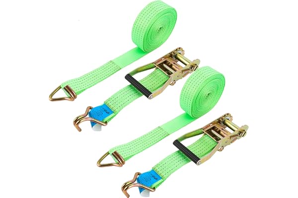 DAJAVE Set med 2 spärrband, 10 m x 50 mm, kapacitet 3 000 kg - spännband med hake, spännrem, spärrrem, motorcykel, lastbil, k