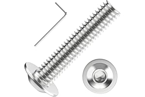 Valorada M4 Bolts, M4 x 20mm Flanged Button Head Socket Cap Screw Bolts, Allen Socket Drive, Stainless Steel 304, Full Thread, with Hex Spanner, Pack of 20