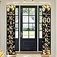 Happy 60th Birthday Door Banner Party Decorations,Black Gold Fabric 60th Birthday Door Porch Sign Banner for boys Girls Women Men 60 Years Old Birthday Party Indoor Outdoor Decor Supplies