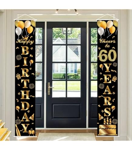 weeyin 60e verjaardag decoratie, 60e verjaardag mannen vrouwen decoraties banner, confetti, lange banner achtergrond en zwart goud weeyin 60e verjaardag decoratie, 60e verjaardag mannen vrouwen decoraties banner, confetti, lange banner achtergrond en zwart goud