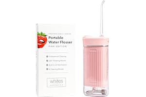 Whites Beaconsfield Dental Water Flosser — Portable Waterproof Oral Irrigator for Teeth & Gums, Water Jet Teeth Cleaner, 4 Modes for Sensitive & Deep Clean, Compact Travel Design, Rechargeable (Pink)