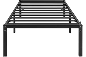 Yaheetech Rama łóżka 41 cm, metalowa rama łóżka z metalu, nowoczesne łóżko młodzieżowe ze stelażem, łóżko podwójne, czarne, 90 x 190 cm