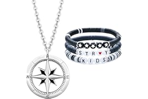 Elie&Eason 2 Pack Kpop Stray Kids Merch Bracelets, Stray Kids Charm Silicone Bracelets, Stray Kid Necklace, SKZoo Necklace for Girls, STRAY Fans Gifts for Men women Girls Boys