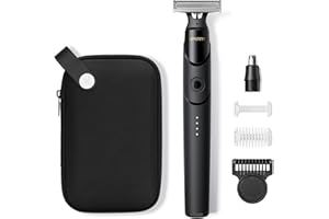 ROLEADER Xpert T Magnetisch Rasierer Herren Elektrisch mit Etui, Unisex Barttrimmer mit Nasenhaartrimmer, Verstellbarer Trimmaufsatz und 2 Körperaufsätzen, Körperhaartrimmer Intimrasierer Tasche Pack