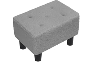 ABHENG Foot Stool Ottoman, Small Sofa Foot Rest with Plastic Legs, Rectangle Shoe Bench for Adult, Faux Teddy Fur, 36 x 25 x 26 cm, Dove Gray, ASND52G