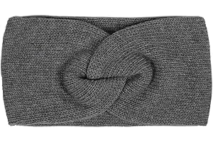 ‎ZWILLINGSHERZ Zwillingsherz Stirnband mit Zopf-Knoten - Hochwertiges Strick-Kopfband für Damen - Kaschmir - Ohrenschutz - Haarband - warm weich und luftig für Frühjahr Herbst und Winter - mgrau