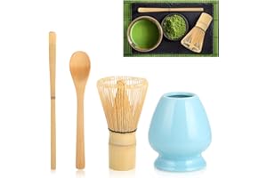 HISDRICUS Matcha kit – Set Matcha Azzurro Cielo con Frustino da Matcha, 2 Cucchiai per Matcha, Porta-Frustino in Ceramica, Set Artigianale Giapponese, Facile da Pulire, Trovare armonia nel rituale del tè
