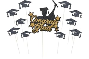 SUNBEAUTY Décorations de Gâteau Remises de Diplômes Topper Graduation Cupcake Nourriture Deco pour Fête d‘anniversaire Pâtisserie Desserts Table Remises de Diplômes 2023