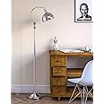 Divine Trends Silver Vintage Curve Reading Task Floor Lamp Standing Adjustable, Moveable Dome Shade and Neck to Focus Light Pack of 1