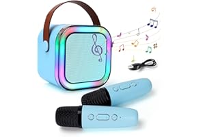 FULLOVE Regalo Microfono Karaoke per Bambini 4 5 6 Anni: Microfono Bambini per Bambina Ragazzo 6 7 8 9 Anni Karaoke con Microfono Bluetooth per Bambini dai 4 ai 12 Anni Canta Tu Karaoke Bambini(2 Mic blu)