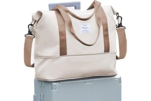 SZLX for Ryanair Airlines Cabin Bag 40x20x25 Underseat Foldable Travel Duffel Bag Holdall Tote Carry on Hand Luggage Overnight for Women and Men 20L(Beige Brown)