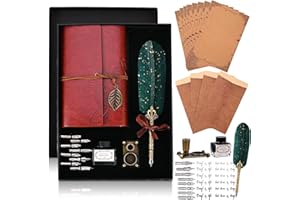 faburo Penna Calligrafia con Piuma, Penna a Immersione Fatta a Mano, Penna d'oca Vintage, Penna Stilografica Set di Inchiostro per Cancelleria Scrittura Calligrafica Pittura e Regalo