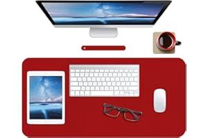 BOUTILON Leather Desk Mat,Desk Pad,Desktop mat,Waterproof Desk Mat for Desktop, Desk Mat for Keyboard and Mouse,Leather Mouse Pad Protector for Office and Home,76 * 36.5cm (M Red)