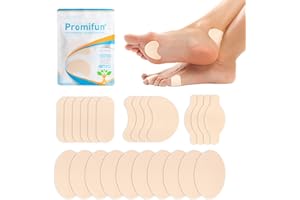 Promifun Moleskin Strips with Adhesive Blister Prevention Pads Mole Skin Tape Stickers for Feet Heel Shoes Padding,24 Sheets of 4 Shapes (48 Pieces Total)