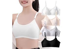 WOKICOR 4 sztuki dziewczęcych biustonoszy sportowych dla nastolatków, bielizna dla dziewcząt, wyściełane biustonosze treningowe z solidną wyściółką